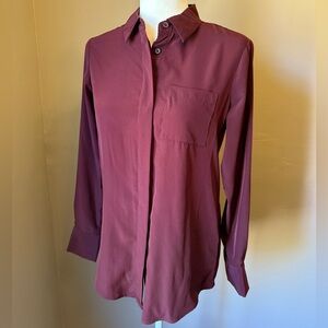 Burgundy button-down shirt by Nine West, size XS.